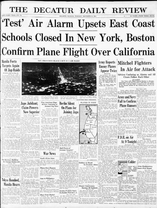The Decatur Daily Review, 09 Dec 1941, Tue, Page 1